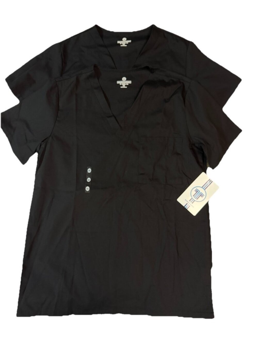 Lot Bundle of 2: White Swan V-neck Short Sleeve Unisex Scrub Tops-LARGE / LG